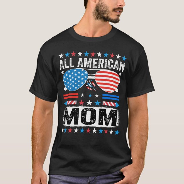 All American Mom  Patriotic USA Mama T shirt (Vorderseite)