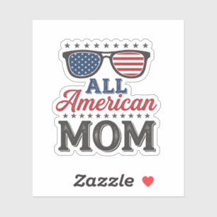 All American Mom Vintage Patriotisches Shirt Desig Aufkleber