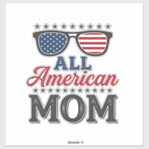 All American Mom Vintage Patriotisches Shirt Desig Aufkleber