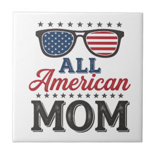 All American Mom Vintage Patriotisches Shirt Desig Fliese