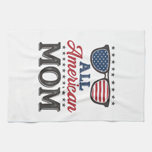 All American Mom Vintage Patriotisches Shirt Desig Geschirrtuch