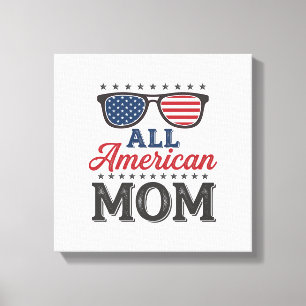 All American Mom Vintage Patriotisches Shirt Desig Leinwanddruck