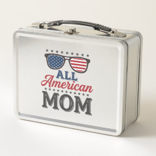 All American Mom Vintage Patriotisches Shirt Desig Metall Brotdose