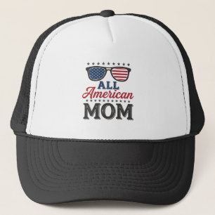All American Mom Vintage Patriotisches Shirt Desig Truckerkappe