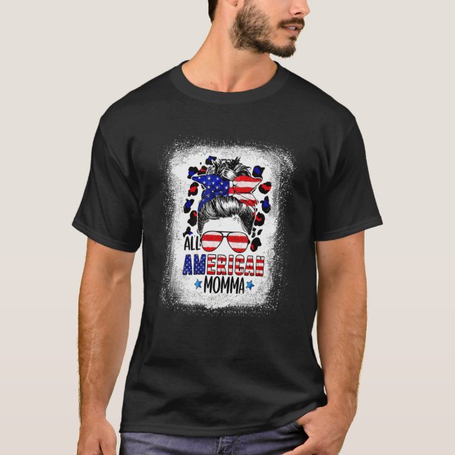 All American Momma Bleached Leopard Patriotic T-Shirt (Vorderseite)