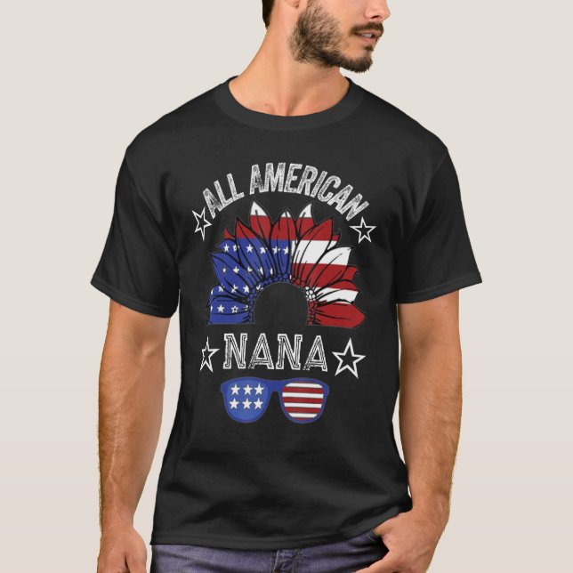 All American Nana 4th Of July Shirt Women Sunflowe (Vorderseite)