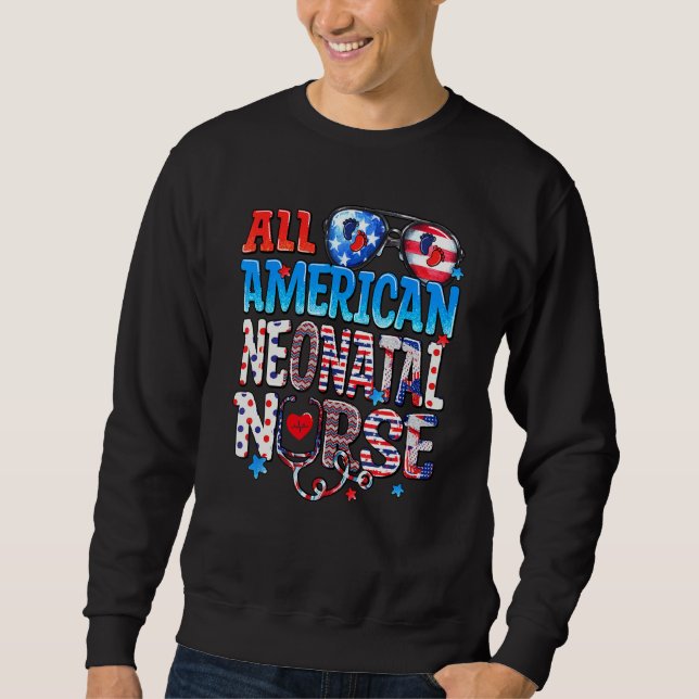 All American Neonatal Nurse Sunglasses USA Flag 4t Sweatshirt (Vorderseite)