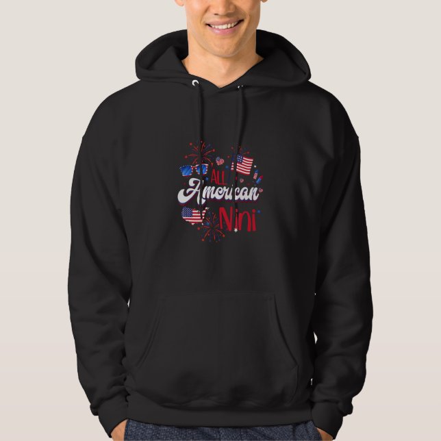 All American Nini Women American Flag 4th of July  Hoodie (Vorderseite)