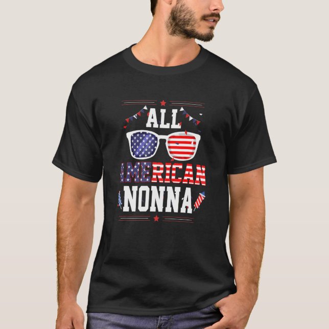 All American Nonna 4th of July US Flag Sunglasses  T-Shirt (Vorderseite)