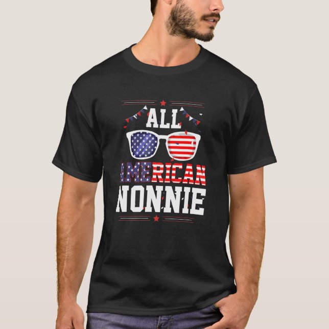 All American Nonnie 4th of July US Flag Sunglasses T-Shirt (Vorderseite)