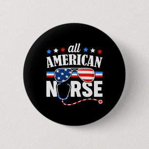 All American Nurse 4. Juli Patriotische USA-Flagge Button