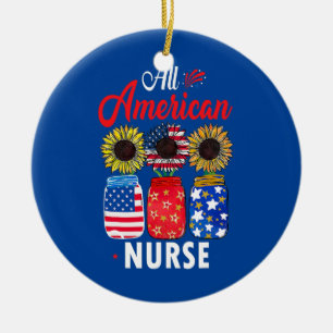 All American Nurse 4. Juli Patriotische USA-Flagge Keramik Ornament