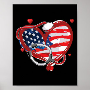 All American Nurse 4. Juli Patriotische USA-Flagge Poster