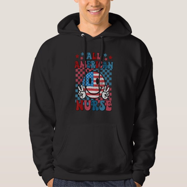 All American Nurse Fourth 4th of July American Hoodie (Vorderseite)
