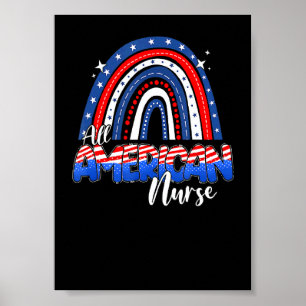 All American Nurse Regenbogen Usa Flagge Patriotis Poster