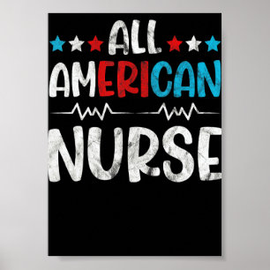 All American Nurse USA-Flagge 4. Juli Frauen Mutte Poster