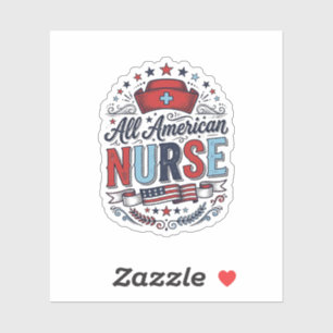 All American Nurse Vintage Patriotisches Shirt Des Aufkleber
