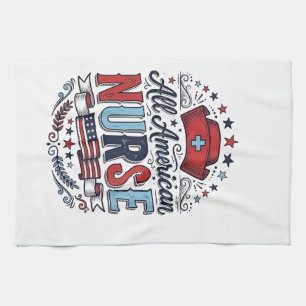 All American Nurse Vintage Patriotisches Shirt Des Geschirrtuch