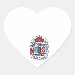 All American Nurse Vintage Patriotisches Shirt Des Herz-Aufkleber
