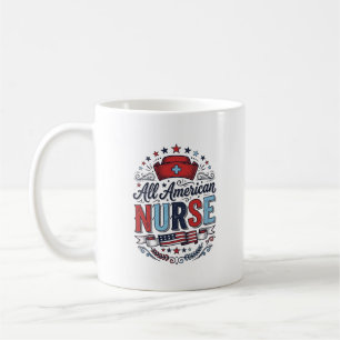 All American Nurse Vintage Patriotisches Shirt Des Kaffeetasse
