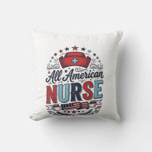 All American Nurse Vintage Patriotisches Shirt Des Kissen