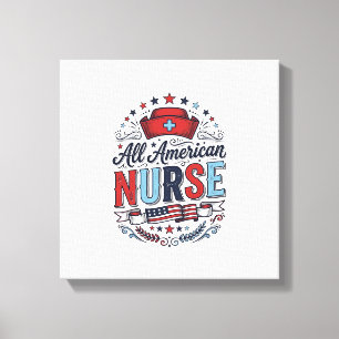 All American Nurse Vintage Patriotisches Shirt Des Leinwanddruck