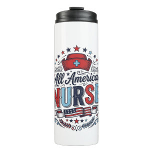 All American Nurse Vintage Patriotisches Shirt Des Thermosbecher