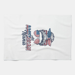 All American Oma Patriotischer Unordentlicher Dutt Geschirrtuch