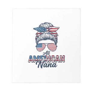All American Oma Patriotischer Unordentlicher Dutt Notizblock
