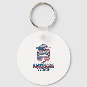 All American Oma Patriotischer Unordentlicher Dutt Schlüsselanhänger