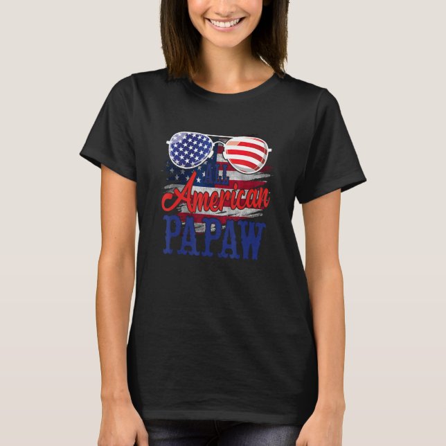 All American Papaw Sunglasses US Flag 4th of July  T-Shirt (Vorderseite)