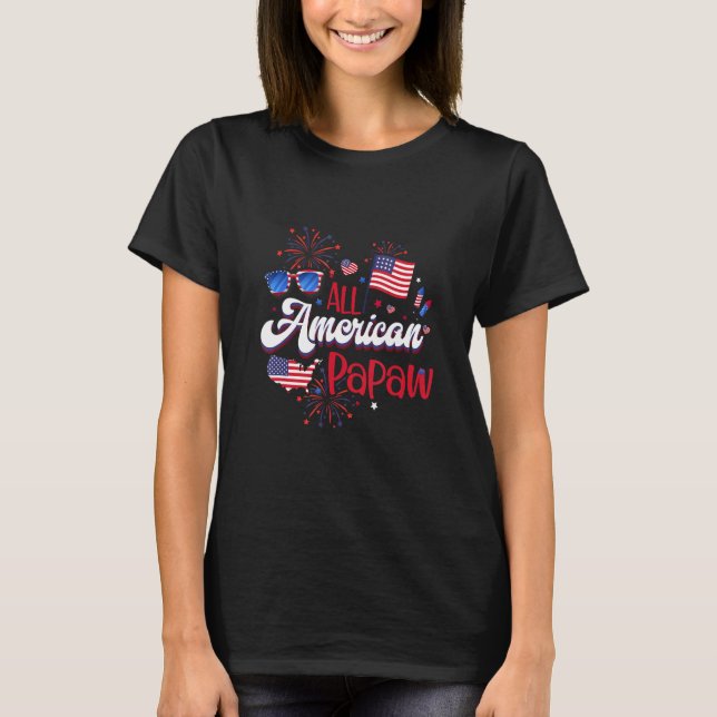 All American Papaw Women American Flag 4th of July T-Shirt (Vorderseite)
