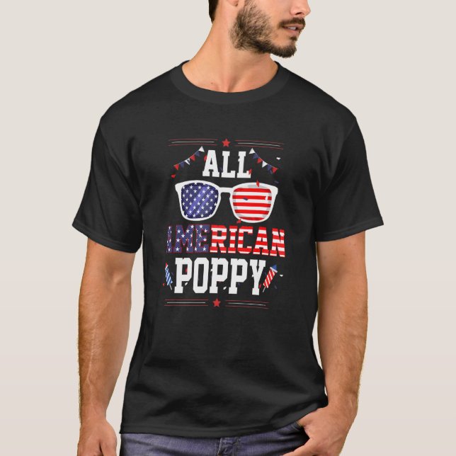 All American Poppy 4th of July US Flag Sunglasses  T-Shirt (Vorderseite)