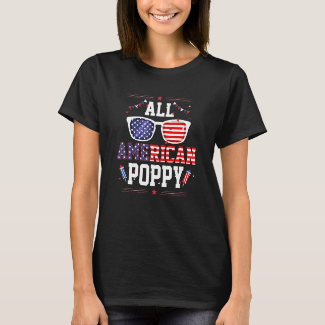 All American Poppy 4th of July US Flag Sunglasses  T-Shirt (Vorderseite)