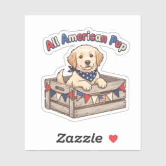 All American Pup Patriotischer Hund 4. Juli Aufkle Aufkleber