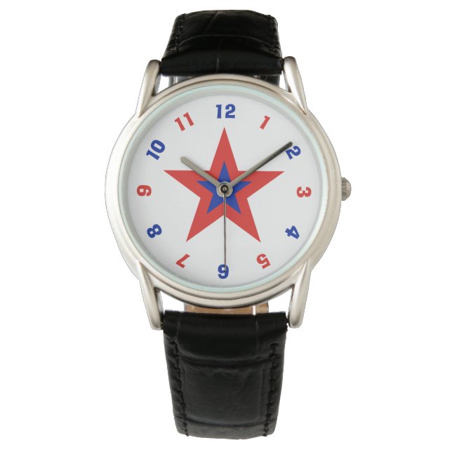 All-American Red and Blue Star Armbanduhr (Vorderseite)
