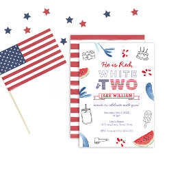 All-American Red White und Two 2. Party zum Geburt Einladung