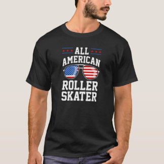 All-American Roller Skater 4th of July American Fl T-Shirt