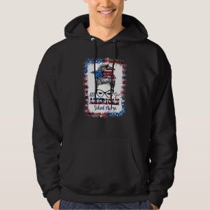All American School Nurse Messy Bun Patriotic 4. Hoodie