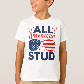 All American Stud, 4. Juli Tshirt für Kinder