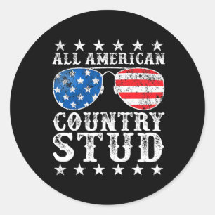 All American Stud Boy Country 4. Juli USA-Flagge Runder Aufkleber