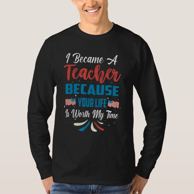 All American Teacher Student USA Flag 4th Of July  T-Shirt (Vorderseite)