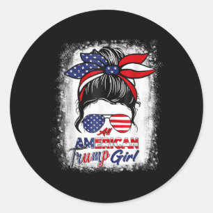 All American Trump Girl 4. Juli Messy Bun Pro Runder Aufkleber