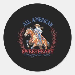 All American Western Sweetheart Cowgirls Club 4.  Runder Aufkleber