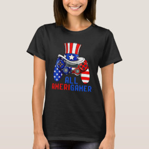 All Amerigamer Video Game USA Flag Happy 4. Ju T-Shirt