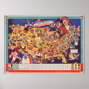 All-Amerikanische Vintage Fußball-Karte Poster