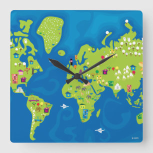 All Around the World Quadratische Wanduhr