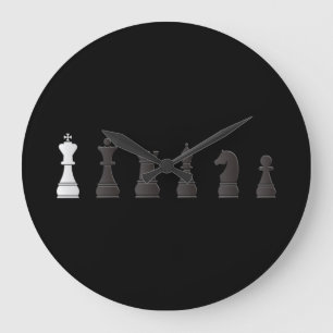 All black one white, chess pieces große wanduhr