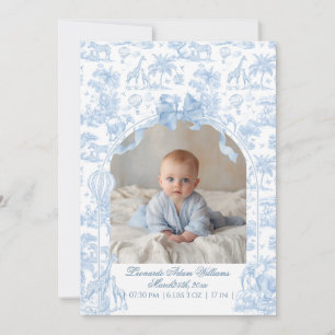 All Blue Toile Safari Animal Baby Boy Dusche Ankündigung