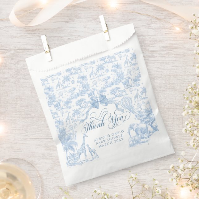 All Blue Toile Safari Animal Baby Boy Dusche Geschenktütchen (Ausgeschnitten)